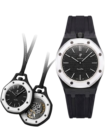 Montre Royal Pop + Bracelet Silicone Noir & Blanc