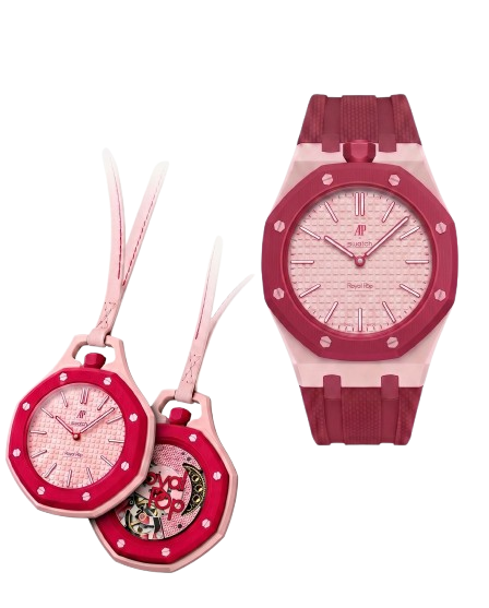Montre Royal Pop + Bracelet Silicone Rose Lipstick